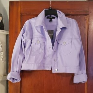 Cropped lavender denim over sized jacket